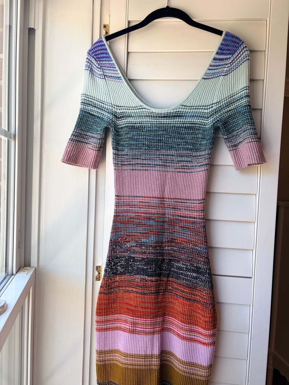 Anthropologie Retro Boho Space-Dyed Knit Bodycon Midi Dress